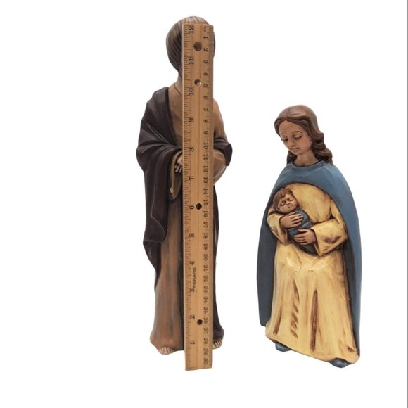 Vintage Mary Jesus Joseph Holland Mold Hand Painted Ceramic Statues Nativity - Picture 8 of 10